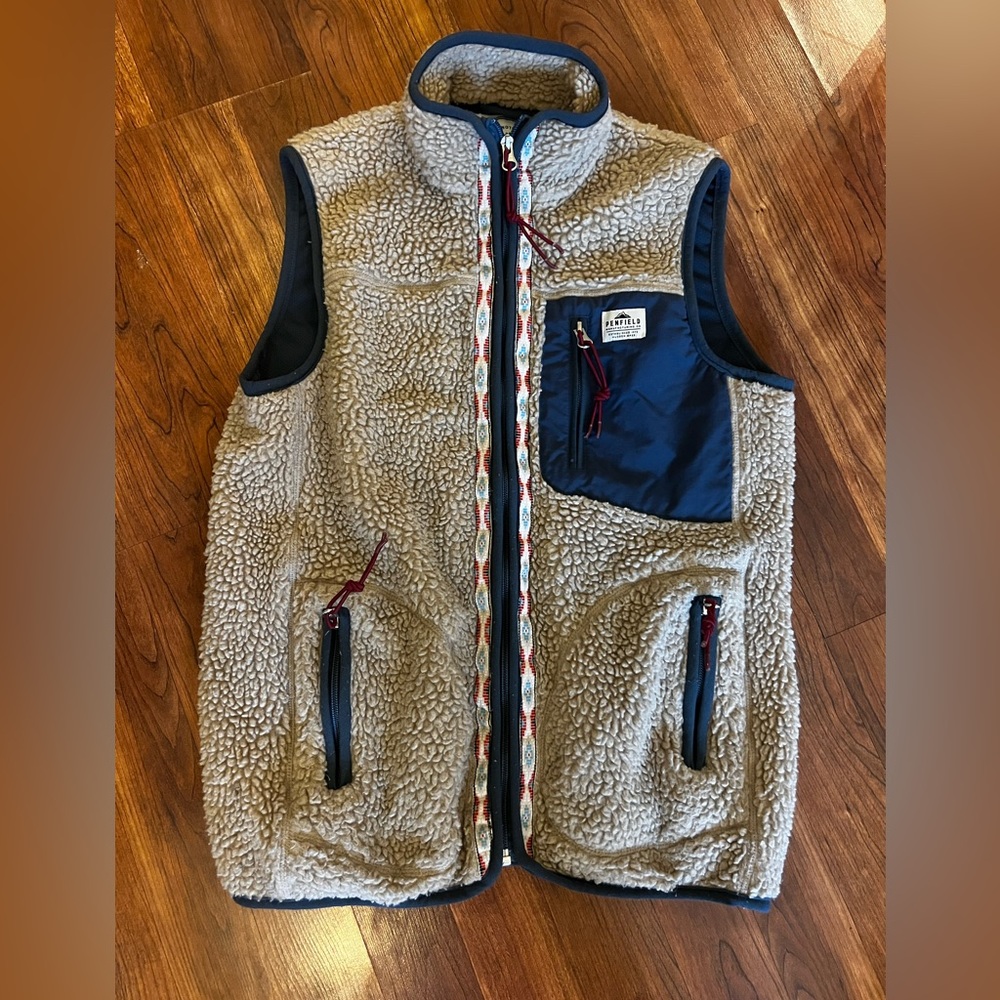 Madewell x Penfield XS Full Zip Sherpa Fleece Light Brown Vest